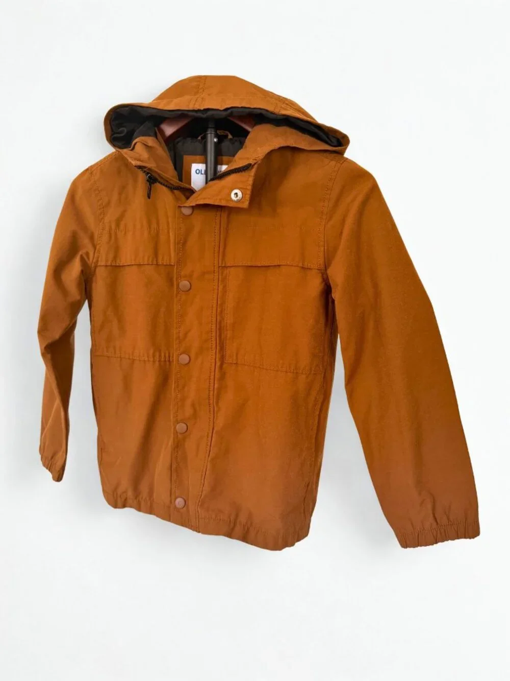 Old Navy Boys Cognac Brown Hooded Utility Jacket Size M 8